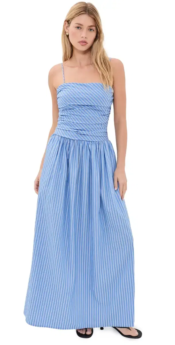 Faithfull Portlligat Maxi Dress Joao Stripe Azulejo Blue