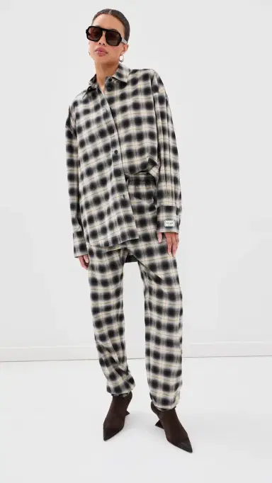 The Attico Long Check Balloon Pants Sand/Black | Thumbnail 2