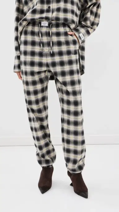 The Attico Long Check Balloon Pants Sand/Black | Thumbnail 3