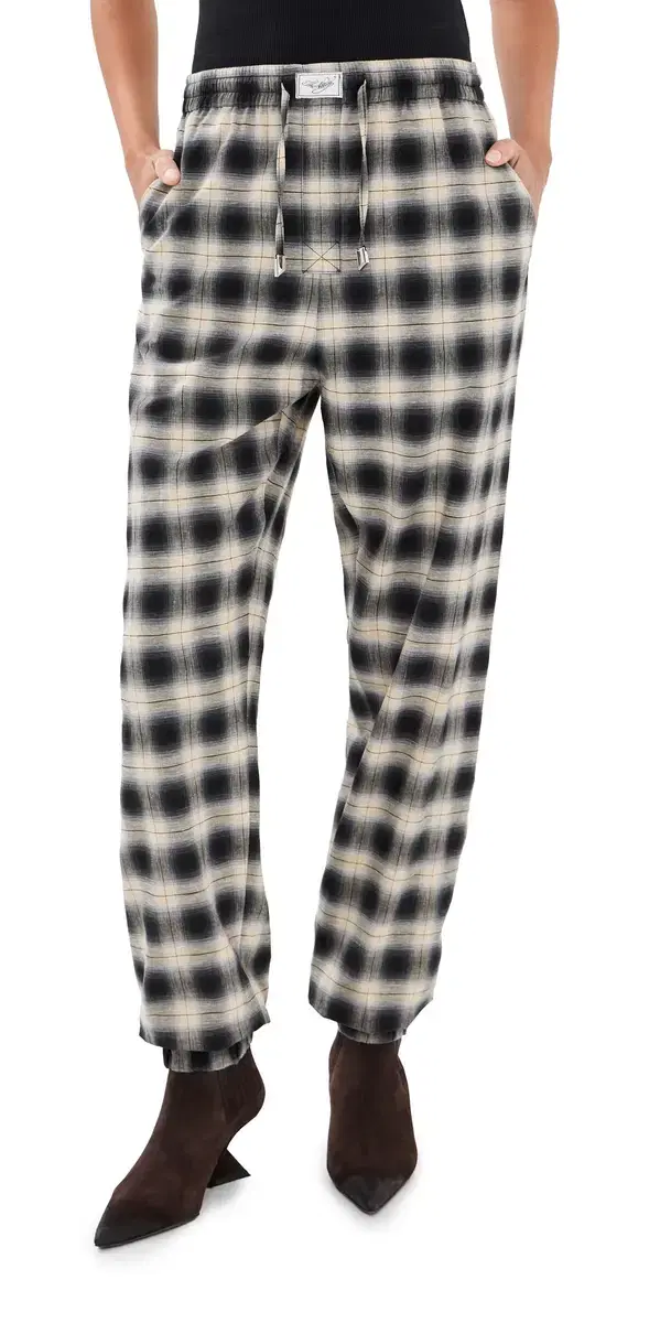 The Attico Long Check Balloon Pants Sand/Black
