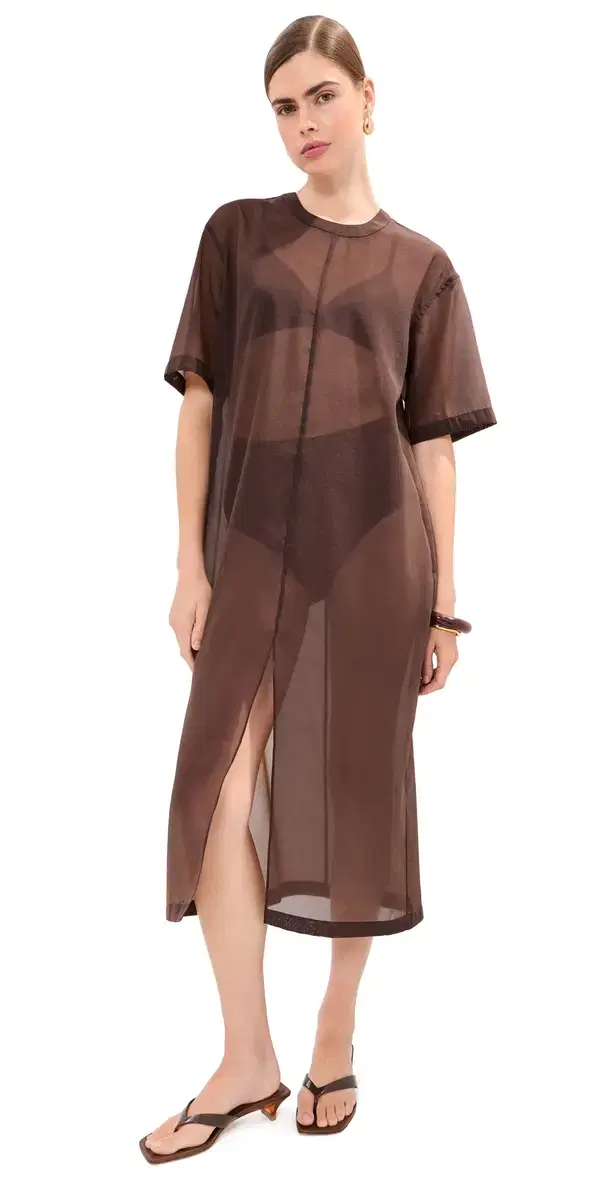LE BOP Organza Midi Dress Coffee Bean