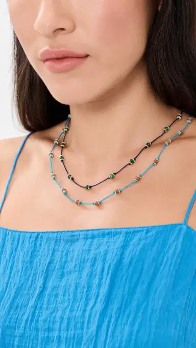 Madewell Beaded Silk Necklace Atlas Blue One Size | Thumbnail 3