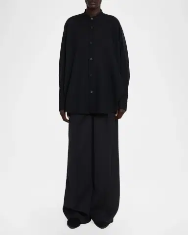 Issey Miyake Sheer Wool Dolman-Sleeve Button-Down Shirt | Thumbnail 2