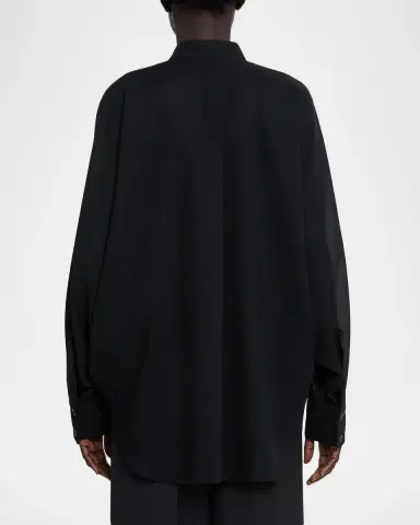 Issey Miyake Sheer Wool Dolman-Sleeve Button-Down Shirt | Thumbnail 3