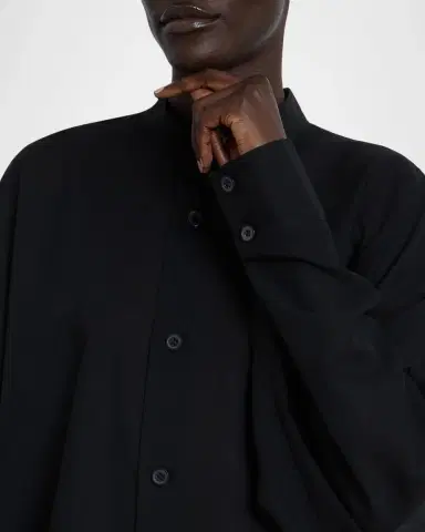 Issey Miyake Sheer Wool Dolman-Sleeve Button-Down Shirt | Thumbnail 5