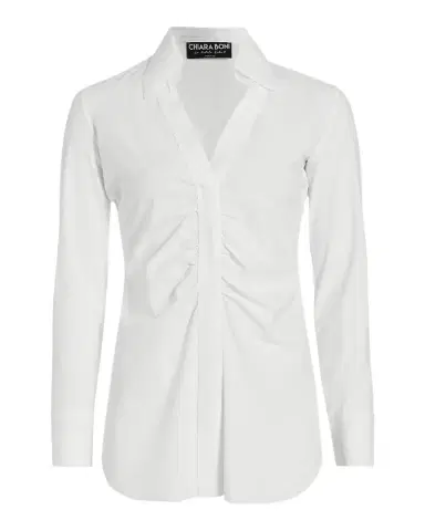 Chiara Boni La Petite Robe Shohreh Ruched Stretch Slim-Fit Blouse | Thumbnail 1 Chiara Boni La Petite Robe Shohreh Ruched Stretch Slim-Fit Blouse | Thumbnail 1