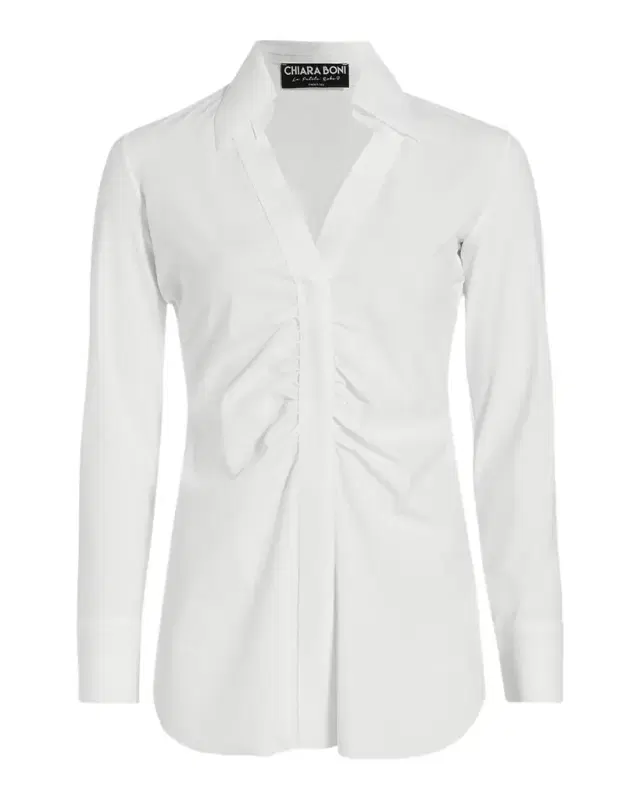 Chiara Boni La Petite Robe Shohreh Ruched Stretch Slim-Fit Blouse