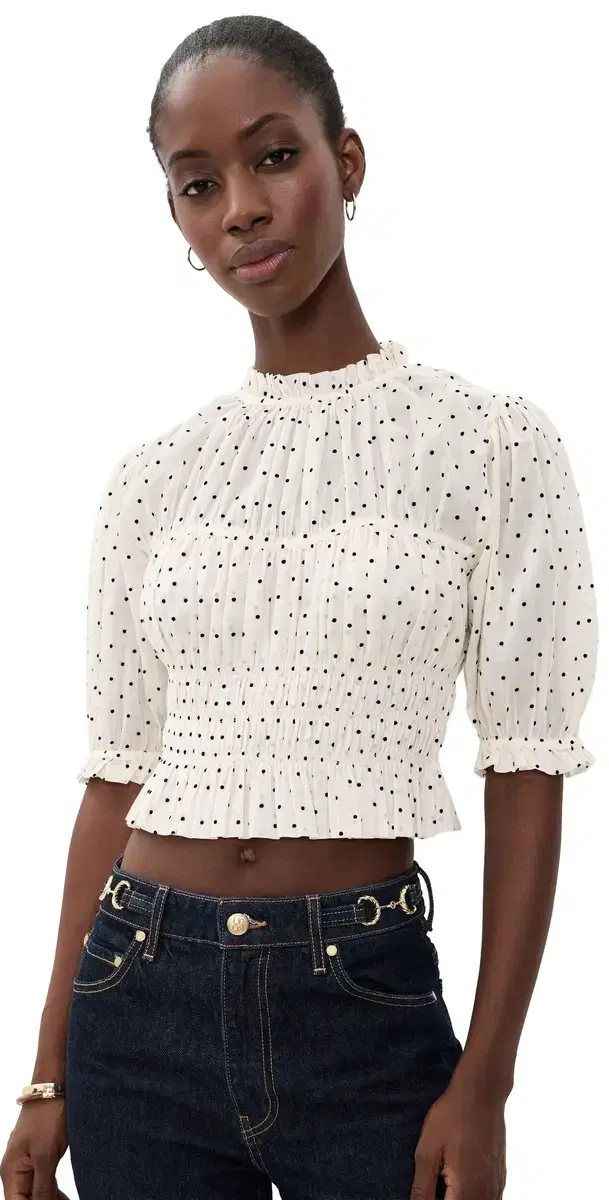 Ulla Johnson Rae Short Sleeve Cotton Top Blanc