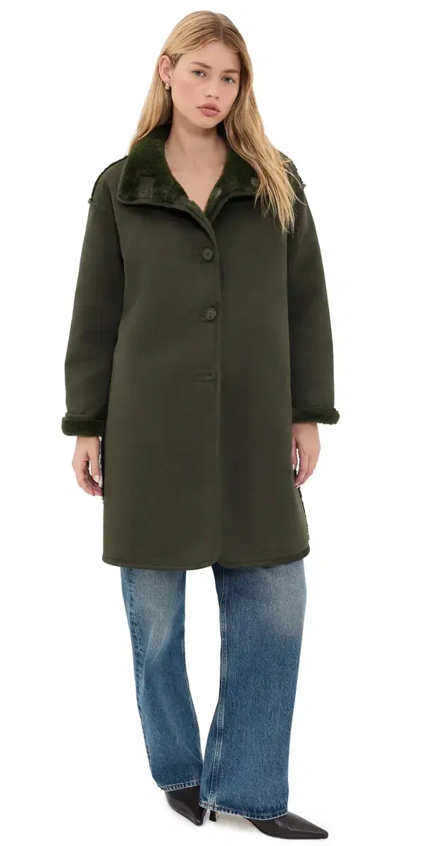 Velvet Faux Suede Yves Coat Hunter Green