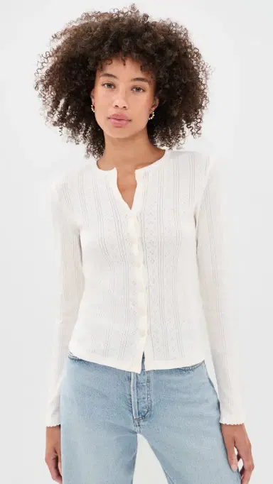 DAZE targazer Pointelle Cardigan Cloud Dancer | Thumbnail 2