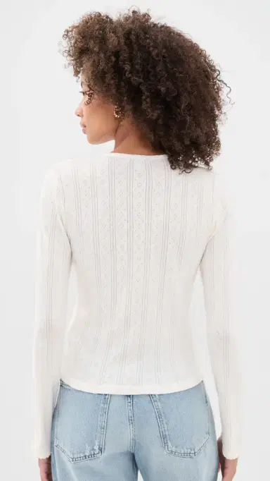 DAZE targazer Pointelle Cardigan Cloud Dancer | Thumbnail 3