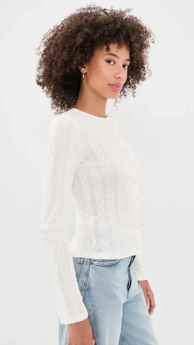 DAZE targazer Pointelle Cardigan Cloud Dancer | Thumbnail 4