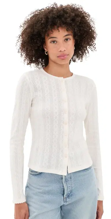 DAZE targazer Pointelle Cardigan Cloud Dancer | Thumbnail 1