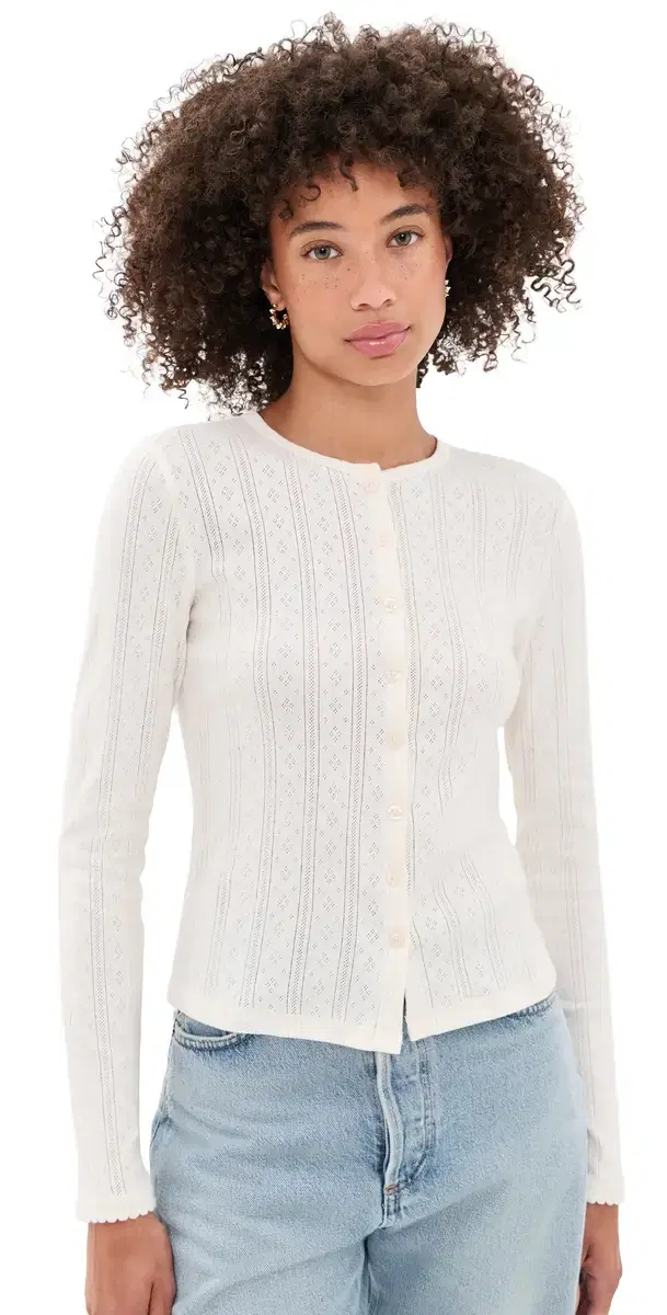 DAZE targazer Pointelle Cardigan Cloud Dancer
