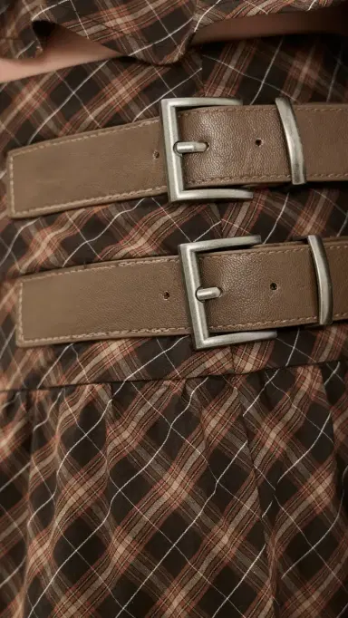 House of Sunny Check Buckle Skirt Multi Check 8 | Thumbnail 6