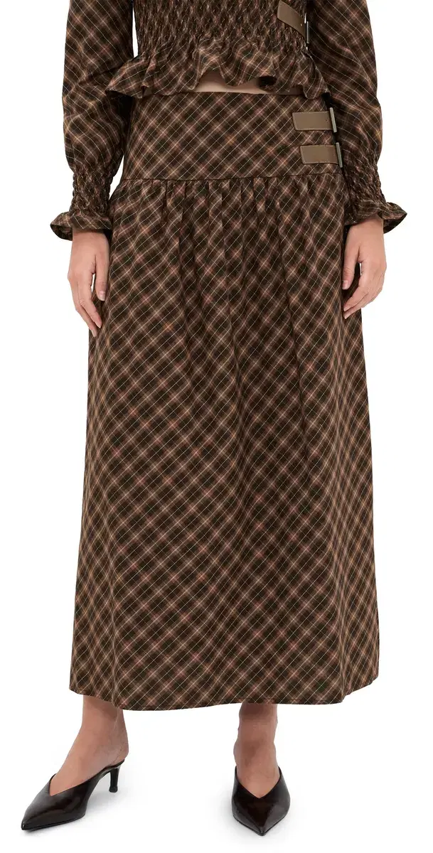 House of Sunny Check Buckle Skirt Multi Check