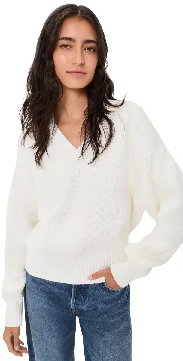 Pistola Nika Heavyweight V Neck Sweater White