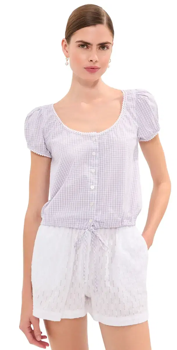 LE BOP Babydoll Blouse ilac Gingham