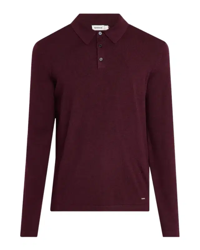 Simkhai Men's Reynolds Wool Long-Sleeve Polo Shirt