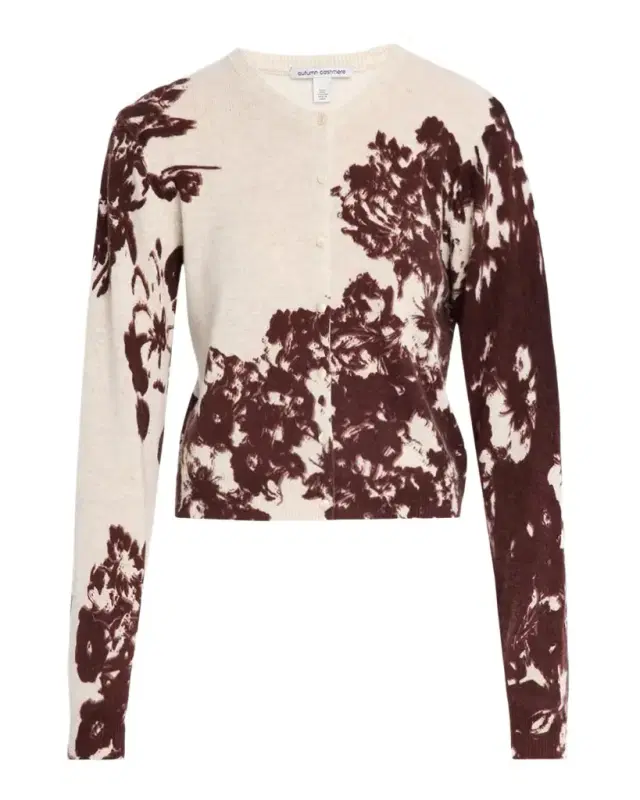 Autumn Cashmere Cashmere Floral-Print Cardigan