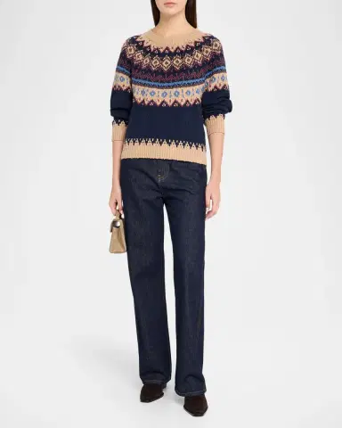Autumn Cashmere Chunky Fair Isle Crewneck Sweater | Thumbnail 2