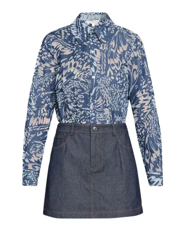 Ramy Brook June Butterfly Burnout & Denim Mini Dress