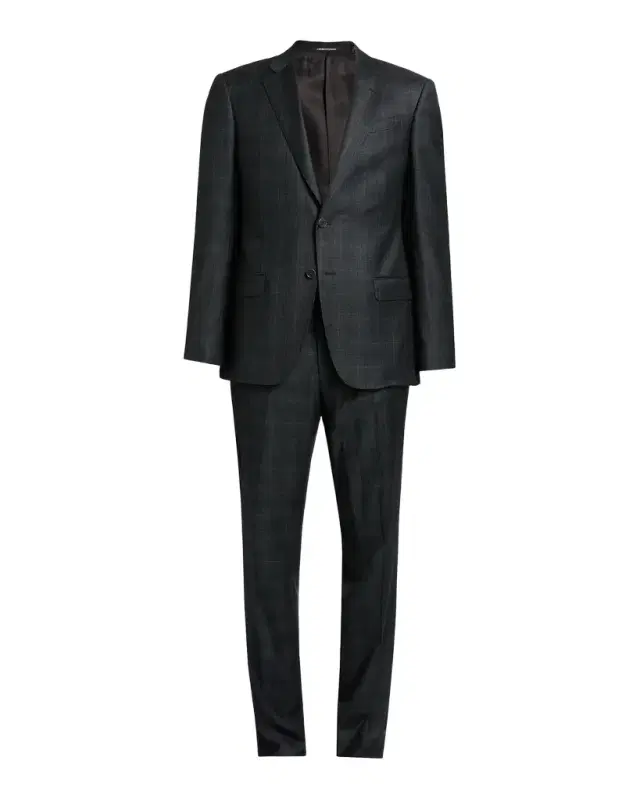 Emporio Armani Men's Wool Super 130s Plaid G Line Suit