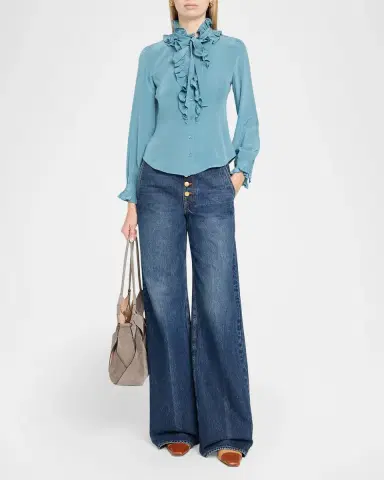 Ulla Johnson Catroux Silk Button-Front Blouse | Thumbnail 2