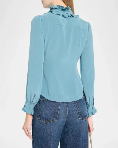 Ulla Johnson Catroux Silk Button-Front Blouse | Thumbnail 3