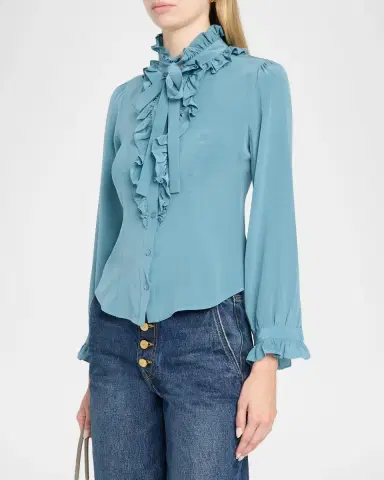 Ulla Johnson Catroux Silk Button-Front Blouse | Thumbnail 4