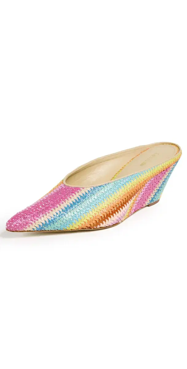Larroudé Rainbow Raffia Mules Rainbow Raffia