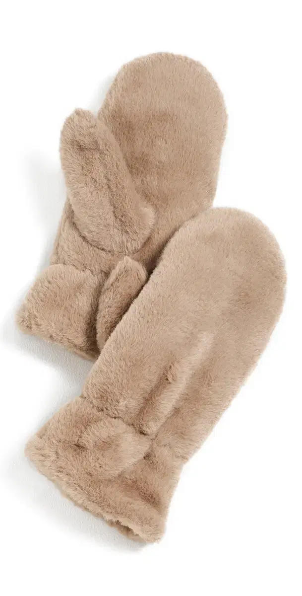 Hat Attack Faux Fur Mittens Taupe One Size