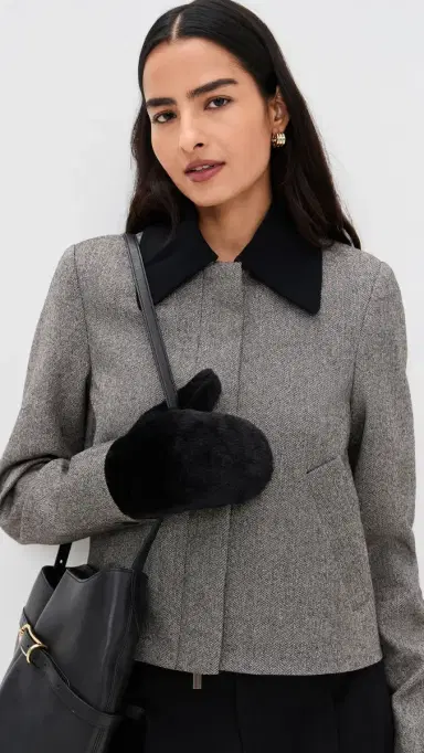 Hat Attack Faux Fur Mittens Black One Size | Thumbnail 3