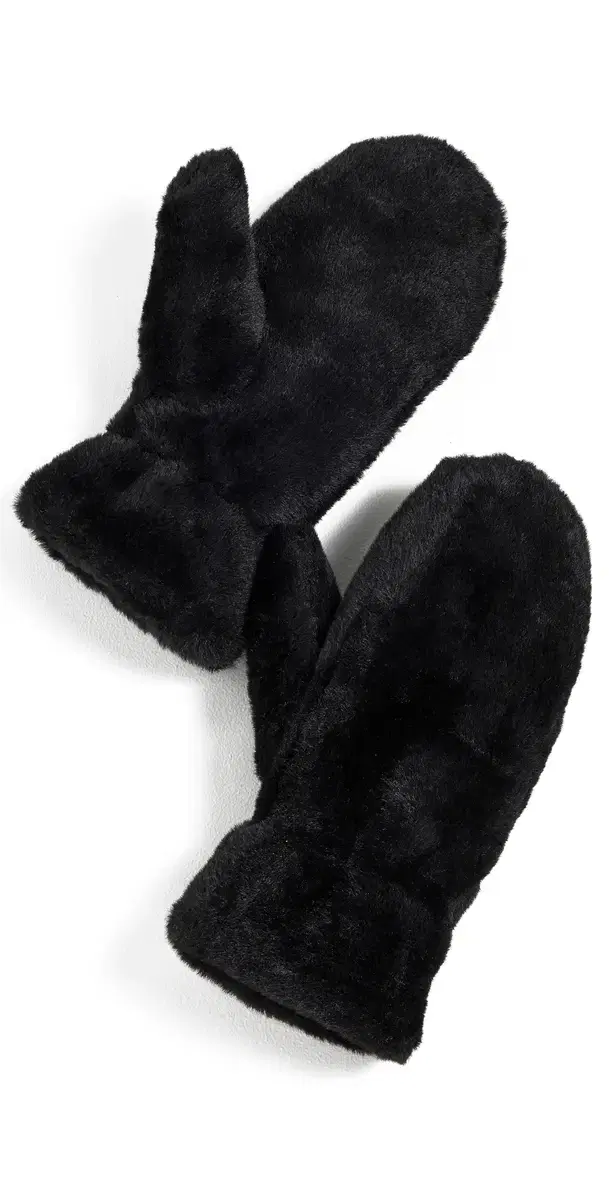 Hat Attack Faux Fur Mittens Black One Size