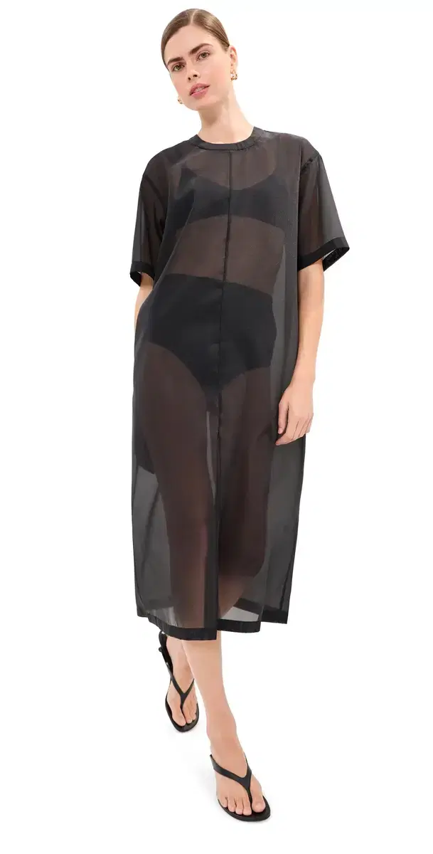 LE BOP Organza Midi Dress Black
