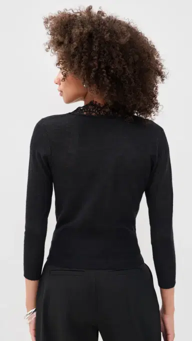 L'Agence Eluna Lace Detail Cardigan Black M | Thumbnail 3 L'Agence Eluna Lace Detail Cardigan Black M | Thumbnail 3