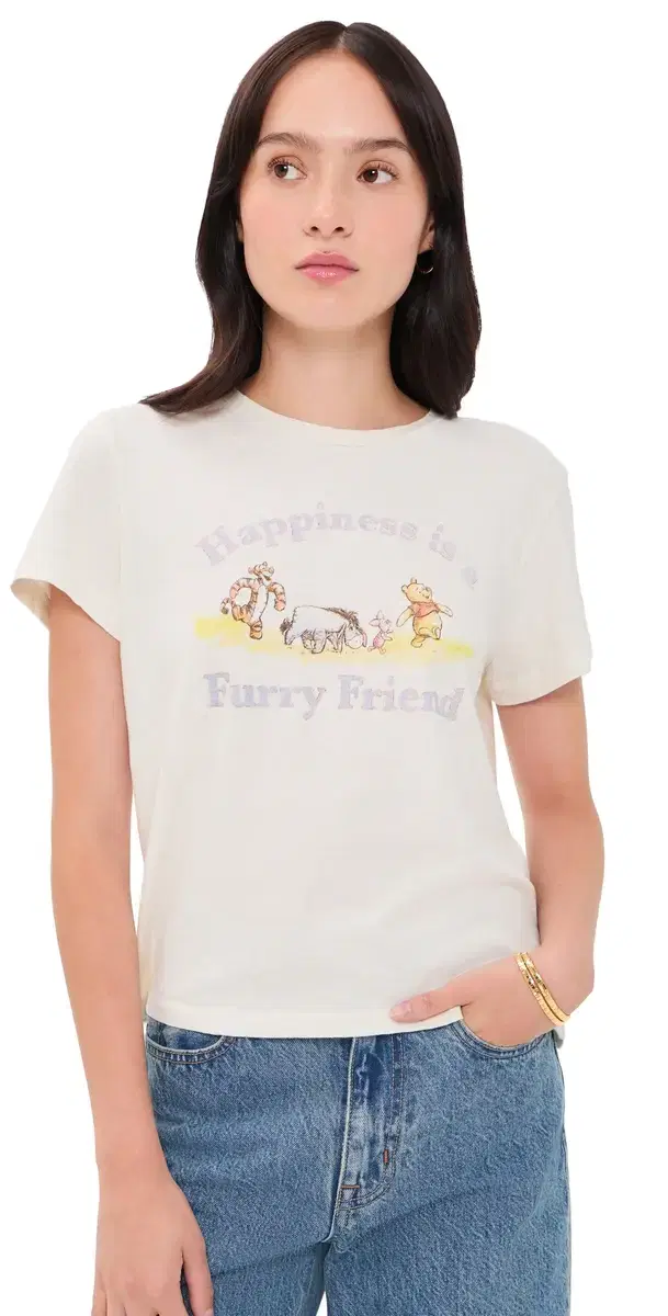RE/DONE Classic Pooh Friend Tee Vintage White