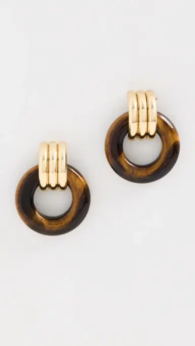 Heaven Mayhem Luma Knot Earrings Gold/Tiger Eye One Size | Thumbnail 2