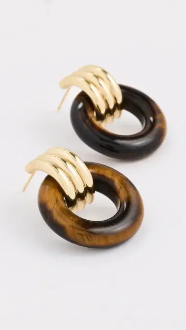 Heaven Mayhem Luma Knot Earrings Gold/Tiger Eye One Size | Thumbnail 4