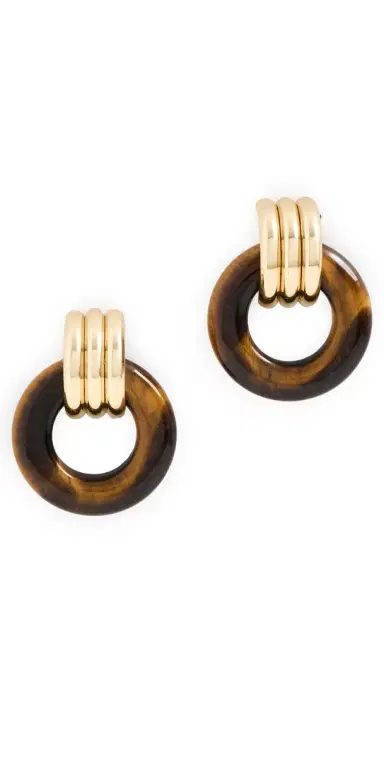 Heaven Mayhem Luma Knot Earrings Gold/Tiger Eye One Size | Thumbnail 1