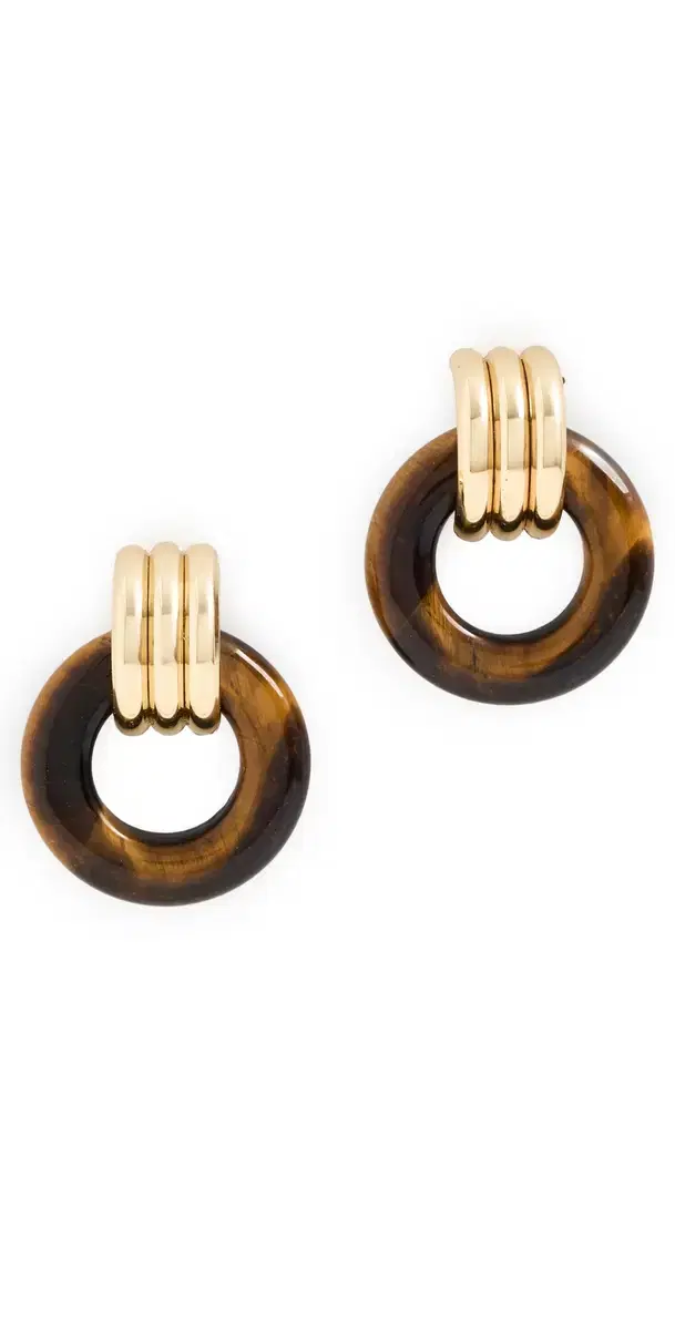 Heaven Mayhem Luma Knot Earrings Gold/Tiger Eye One Size