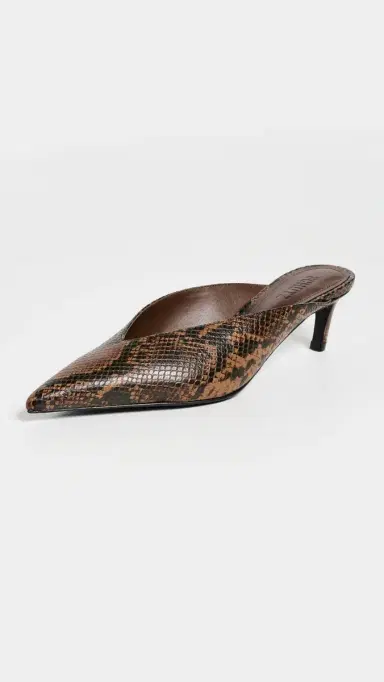 Schutz Loren Mid Mule Kitten Heels Pecan Brown | Thumbnail 2 Schutz Loren Mid Mule Kitten Heels Pecan Brown | Thumbnail 2
