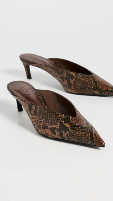 Schutz Loren Mid Mule Kitten Heels Pecan Brown | Thumbnail 5 Schutz Loren Mid Mule Kitten Heels Pecan Brown | Thumbnail 5
