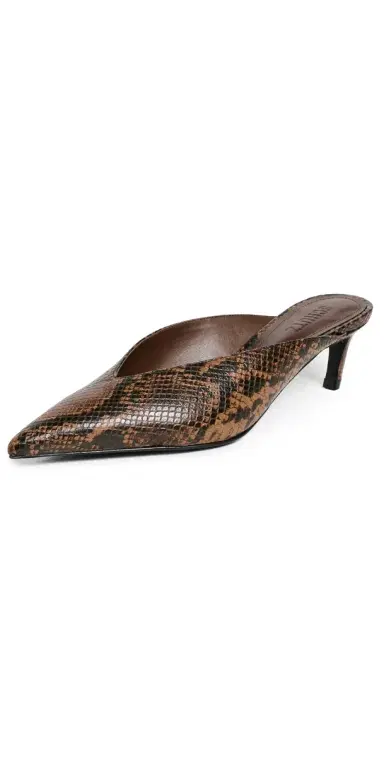 Schutz Loren Mid Mule Kitten Heels Pecan Brown | Thumbnail 1 Schutz Loren Mid Mule Kitten Heels Pecan Brown | Thumbnail 1