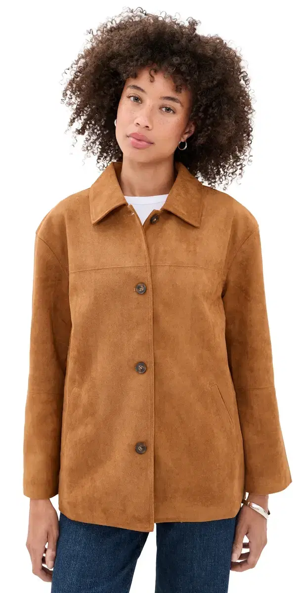 o. p.t Vrinda Faux Suede Jacket Camel