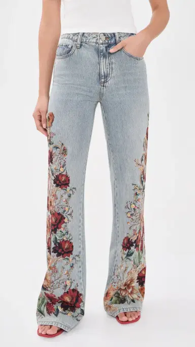 ALICE + OLIVIA Chic Floral Jeans Rockstar Blue/Floral Radiance | Thumbnail 2