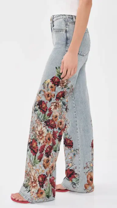 ALICE + OLIVIA Chic Floral Jeans Rockstar Blue/Floral Radiance | Thumbnail 4