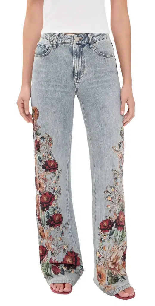 ALICE + OLIVIA Chic Floral Jeans Rockstar Blue/Floral Radiance