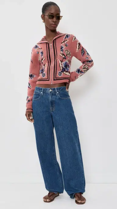 FARM Rio Floral Beauty Tapestry Knit Cardigan Floral Tapestry Blush Pink | Thumbnail 5 FARM Rio Floral Beauty Tapestry Knit Cardigan Floral Tapestry Blush Pink | Thumbnail 5