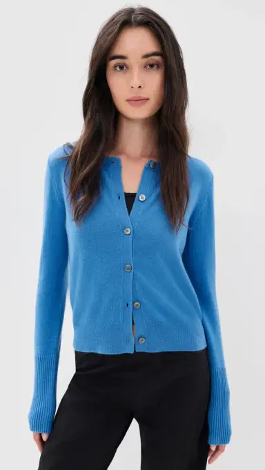 La Ligne Solid ean ines Cashmere Cardigan Cerulean | Thumbnail 2